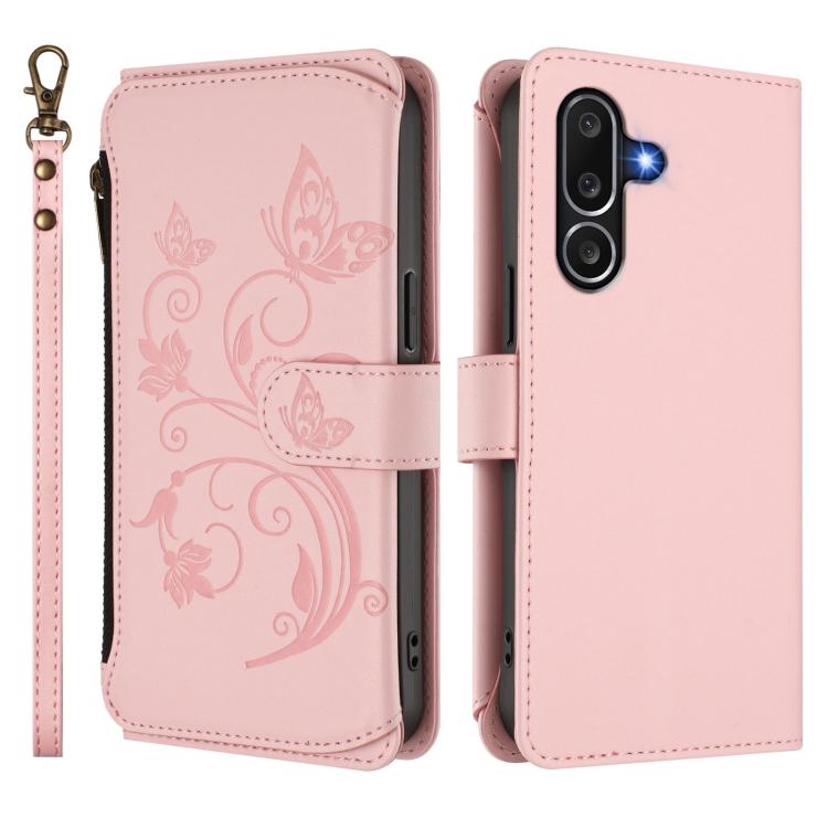 For Samsung Galaxy M56 5G Butterfly Love Flower Multi-card Zipper Wallet Leather Phone Case