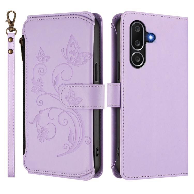 For Samsung Galaxy M56 5G Butterfly Love Flower Multi-card Zipper Wallet Leather Phone Case