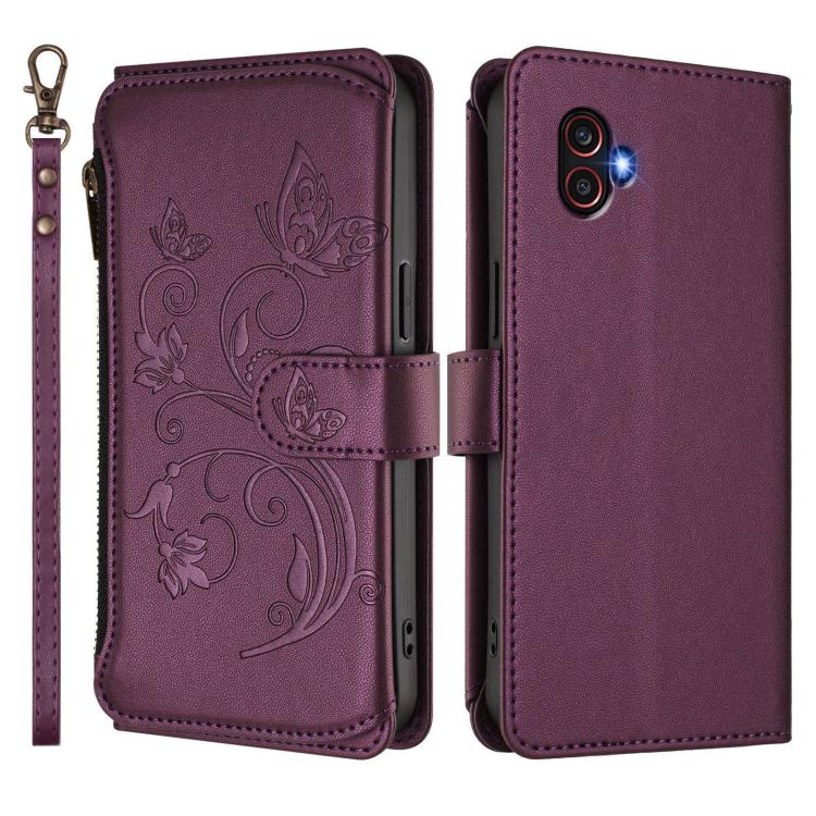 For Samsung Galaxy XCover6 Pro Butterfly Love Flower Multi-card Zipper Wallet Leather Phone Case