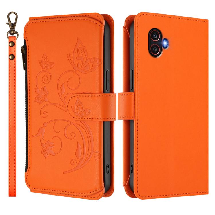 For Samsung Galaxy XCover6 Pro Butterfly Love Flower Multi-card Zipper Wallet Leather Phone Case