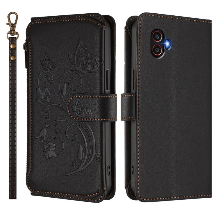 For Samsung Galaxy XCover6 Pro Butterfly Love Flower Multi-card Zipper Wallet Leather Phone Case