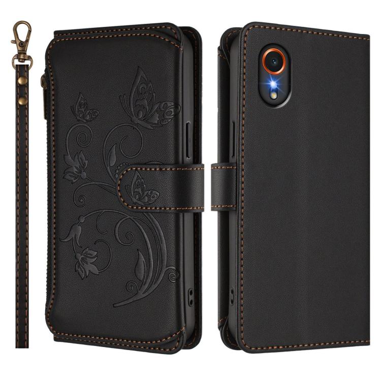 For Samsung Galaxy XCover7 5G Butterfly Love Flower Multi-card Zipper Wallet Leather Phone Case