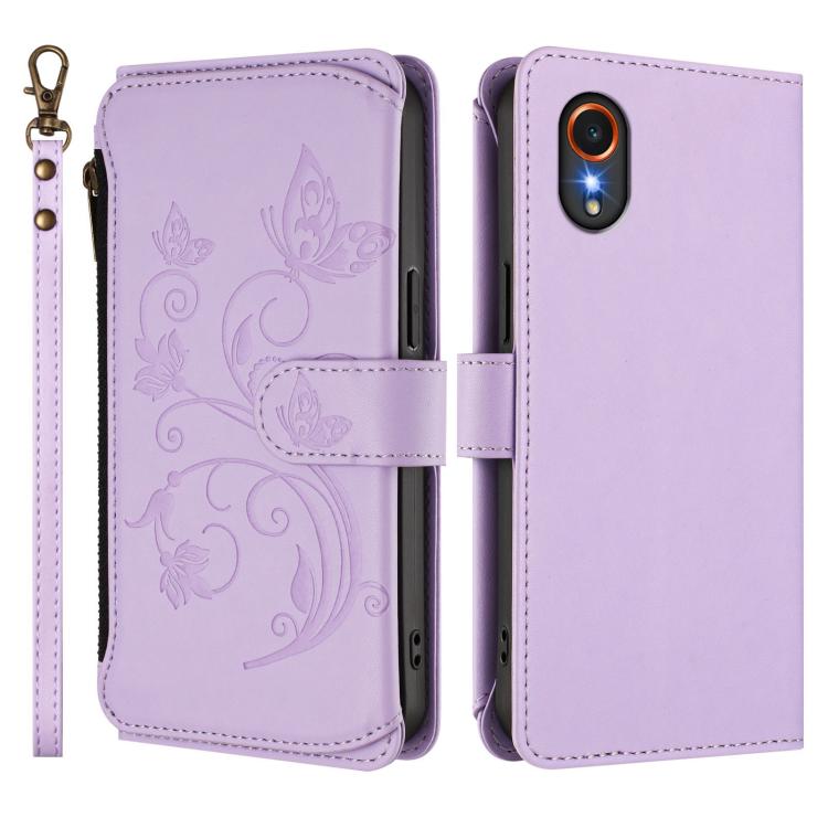 For Samsung Galaxy XCover7 5G Butterfly Love Flower Multi-card Zipper Wallet Leather Phone Case