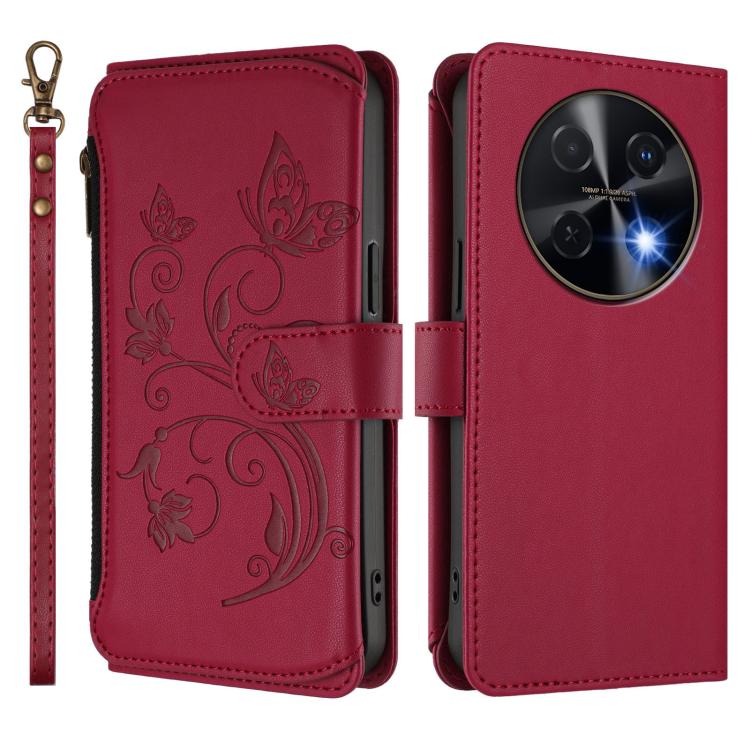 For Huawei nova 12i 4G / 13i  4G Butterfly Love Flower Multi-card Zipper Wallet Leather Phone Case