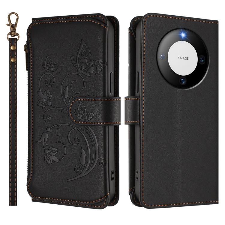 For Huawei Mate 60 Pro / 60 Pro+ Butterfly Love Flower Multi-card Zipper Wallet Leather Phone Case