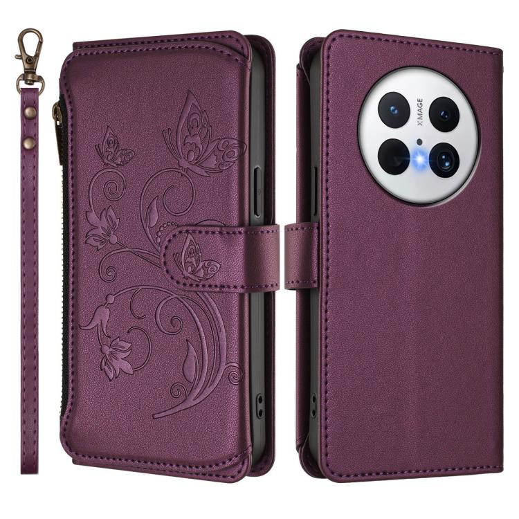 For Huawei Mate 70 Butterfly Love Flower Multi-card Zipper Wallet Leather Phone Case