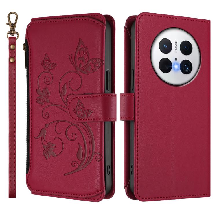For Huawei Mate 70 Butterfly Love Flower Multi-card Zipper Wallet Leather Phone Case
