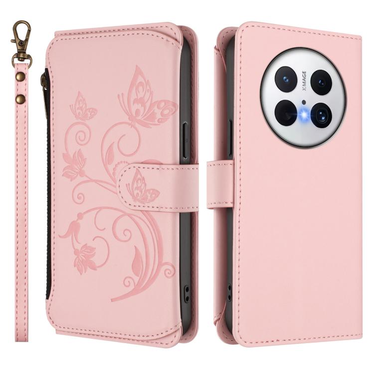 For Huawei Mate 70 Butterfly Love Flower Multi-card Zipper Wallet Leather Phone Case