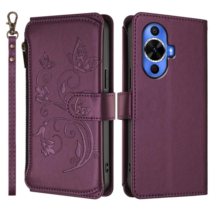 For Huawei nova 12S 4G / 11 4G / 5G Butterfly Love Flower Multi-card Zipper Wallet Leather Phone Case