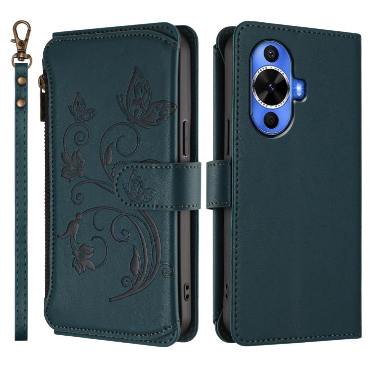 For Huawei nova 12S 4G / 11 4G / 5G Butterfly Love Flower Multi-card Zipper Wallet Leather Phone Case