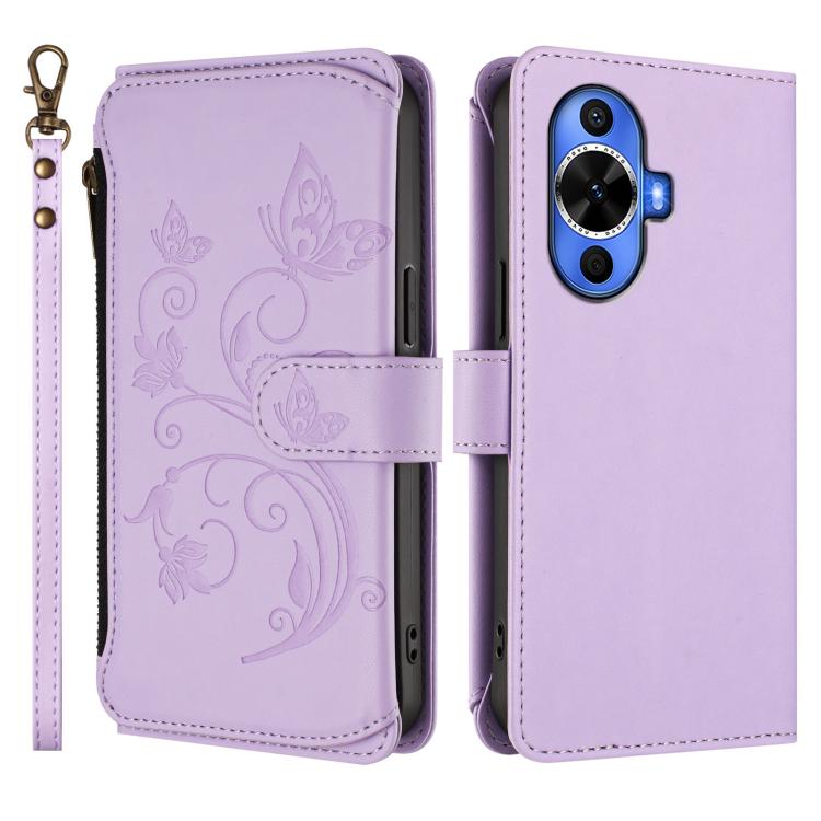 For Huawei nova 12S 4G / 11 4G / 5G Butterfly Love Flower Multi-card Zipper Wallet Leather Phone Case