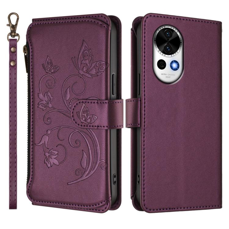 For Huawei nova 13 / 12 Butterfly Love Flower Multi-card Zipper Wallet Leather Phone Case