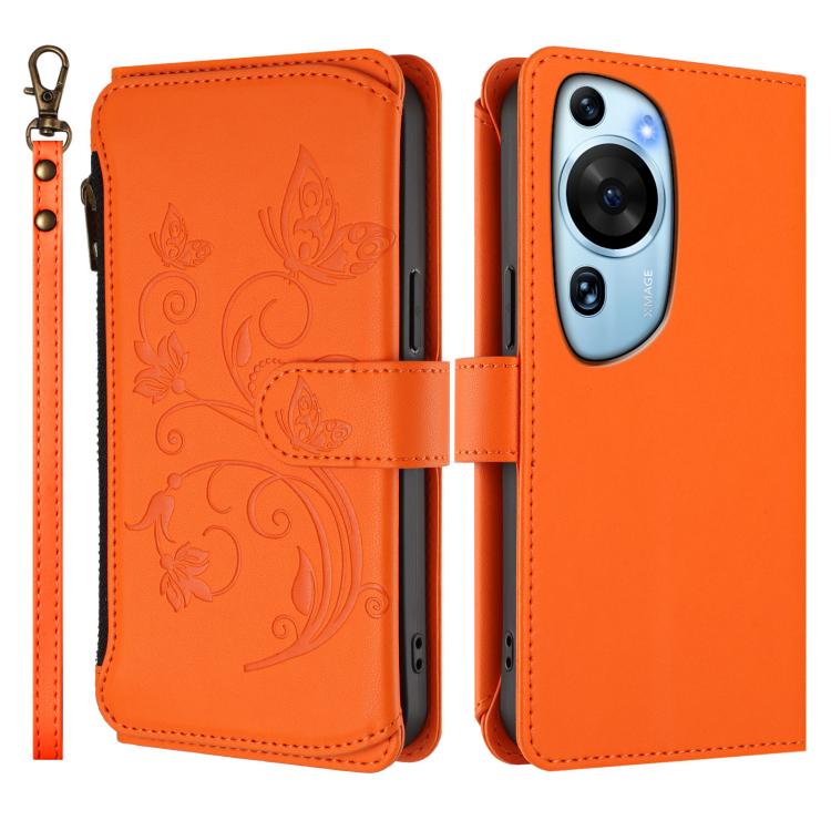 For Huawei P60 Art Butterfly Love Flower Multi-card Zipper Wallet Leather Phone Case