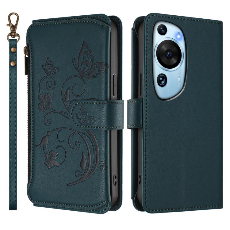 For Huawei P60 Art Butterfly Love Flower Multi-card Zipper Wallet Leather Phone Case