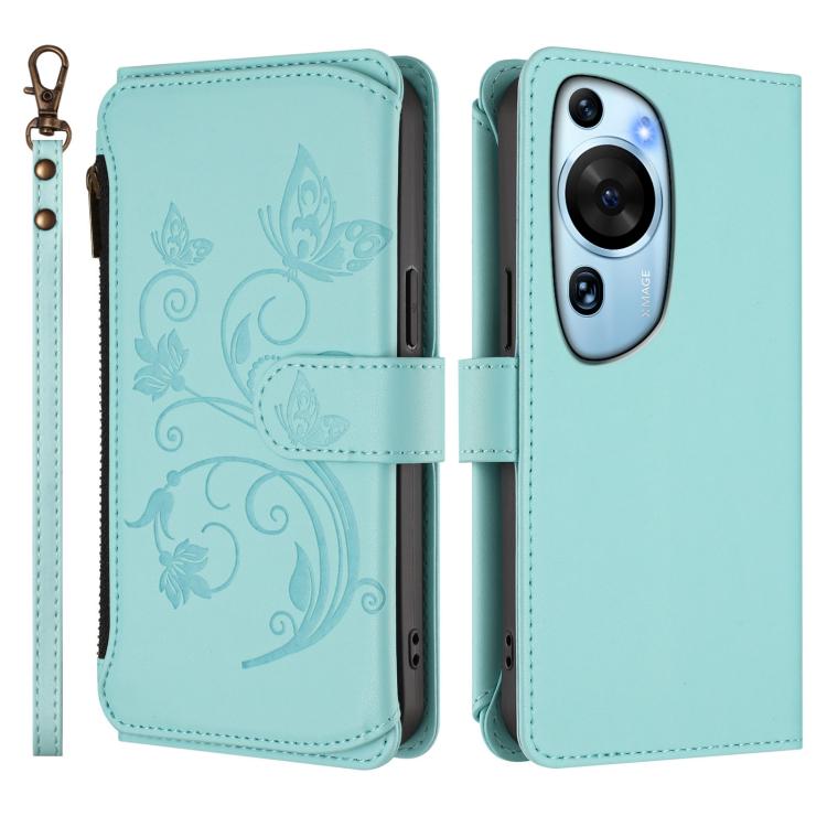 For Huawei P60 Art Butterfly Love Flower Multi-card Zipper Wallet Leather Phone Case