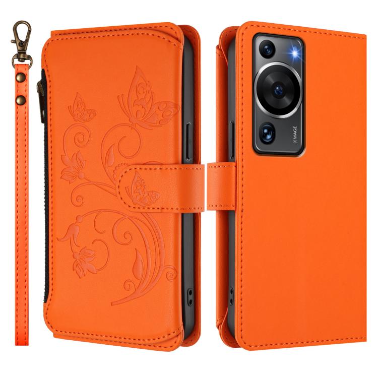 For Huawei P60 / P60 Pro Butterfly Love Flower Multi-card Zipper Wallet Leather Phone Case