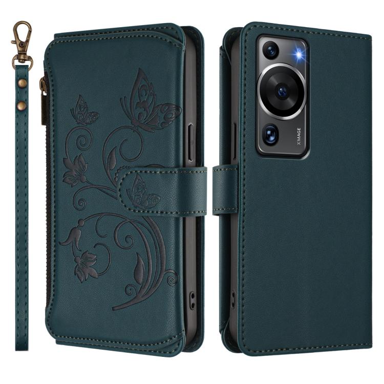 For Huawei P60 / P60 Pro Butterfly Love Flower Multi-card Zipper Wallet Leather Phone Case