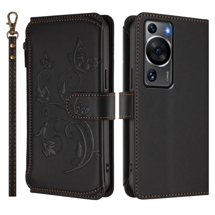 For Huawei P60 / P60 Pro Butterfly Love Flower Multi-card Zipper Wallet Leather Phone Case