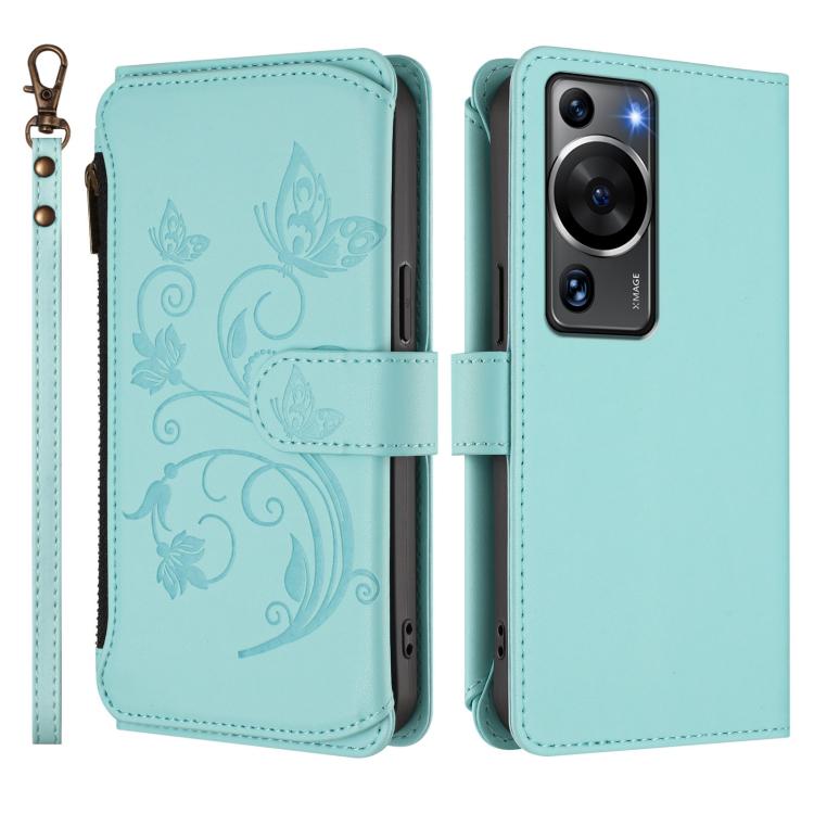 For Huawei P60 / P60 Pro Butterfly Love Flower Multi-card Zipper Wallet Leather Phone Case