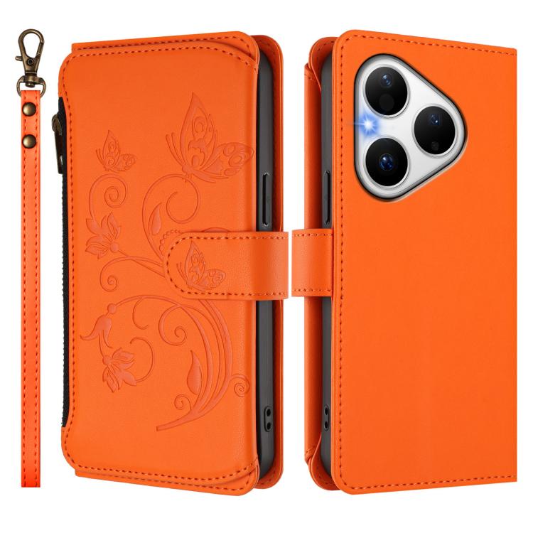 For Huawei Pura 80 5G Butterfly Love Flower Multi-card Zipper Wallet Leather Phone Case