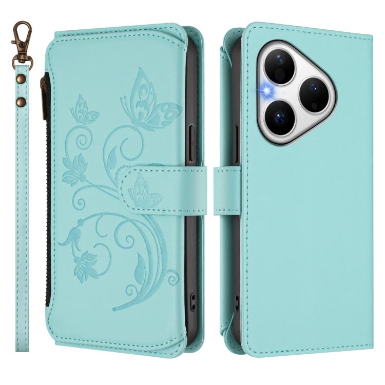 For Huawei Pura 80 5G Butterfly Love Flower Multi-card Zipper Wallet Leather Phone Case
