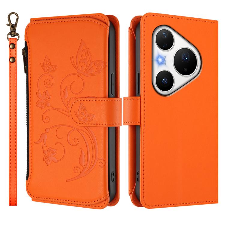 For Huawei Pura 80 Pro 5G Butterfly Love Flower Multi-card Zipper Wallet Leather Phone Case