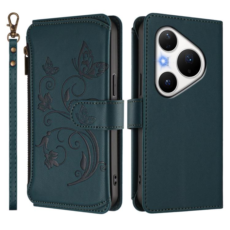 For Huawei Pura 80 Pro 5G Butterfly Love Flower Multi-card Zipper Wallet Leather Phone Case