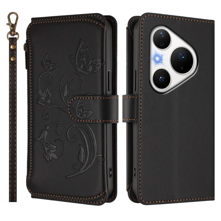 For Huawei Pura 80 Pro 5G Butterfly Love Flower Multi-card Zipper Wallet Leather Phone Case