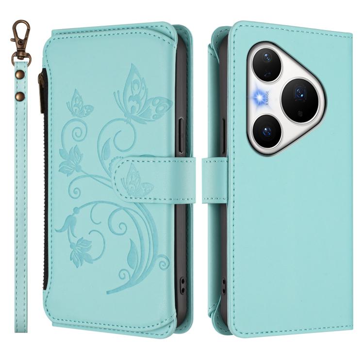 For Huawei Pura 80 Pro 5G Butterfly Love Flower Multi-card Zipper Wallet Leather Phone Case