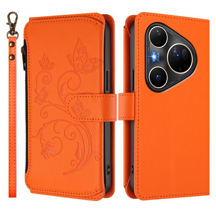 For Huawei Pura 80 Ultra 5G Butterfly Love Flower Multi-card Zipper Wallet Leather Phone Case