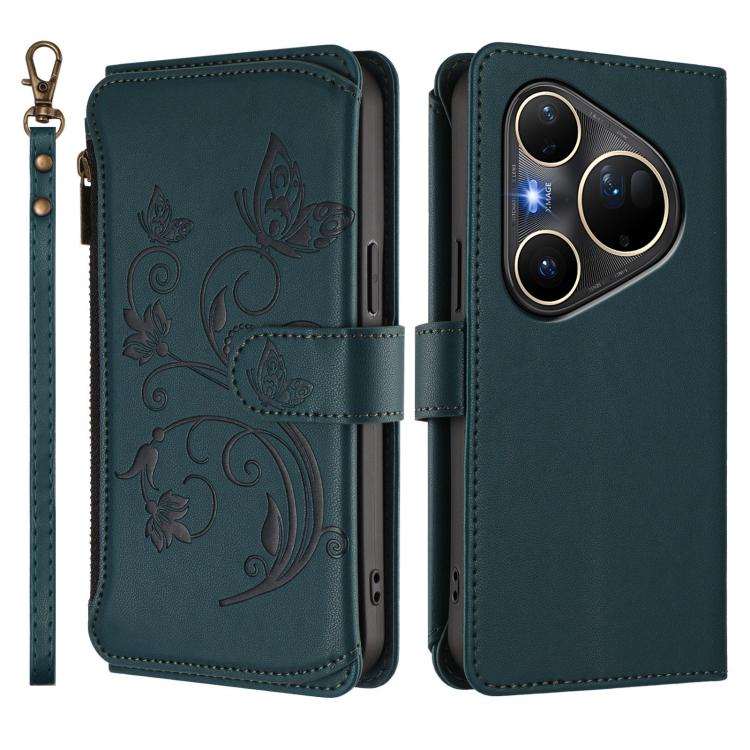 For Huawei Pura 80 Ultra 5G Butterfly Love Flower Multi-card Zipper Wallet Leather Phone Case