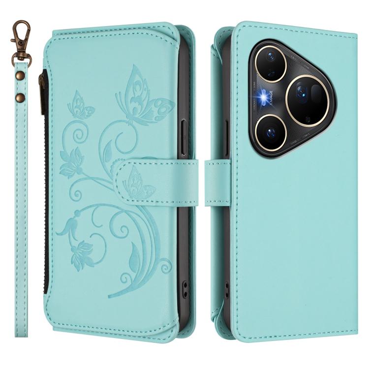 For Huawei Pura 80 Ultra 5G Butterfly Love Flower Multi-card Zipper Wallet Leather Phone Case