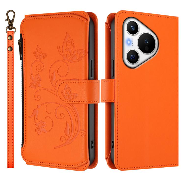 For Huawei Pura 70 Butterfly Love Flower Multi-card Zipper Wallet Leather Phone Case
