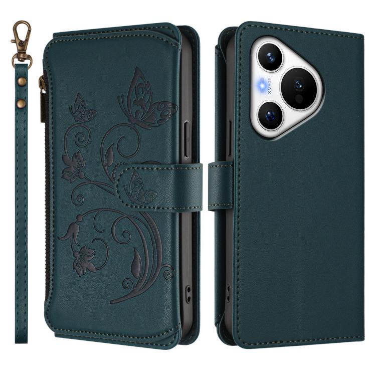 For Huawei Pura 70 Butterfly Love Flower Multi-card Zipper Wallet Leather Phone Case
