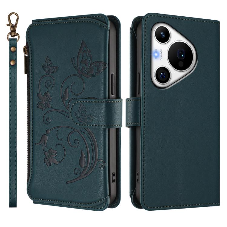 For Huawei Pura 70 Pro / 70 Pro+ Butterfly Love Flower Multi-card Zipper Wallet Leather Phone Case