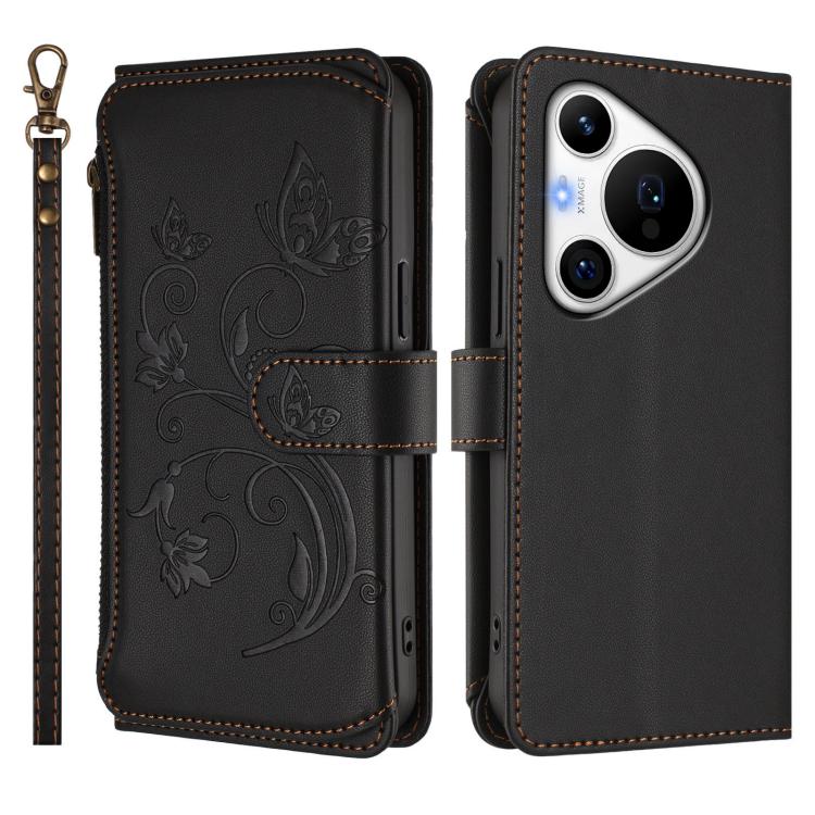 For Huawei Pura 70 Pro / 70 Pro+ Butterfly Love Flower Multi-card Zipper Wallet Leather Phone Case