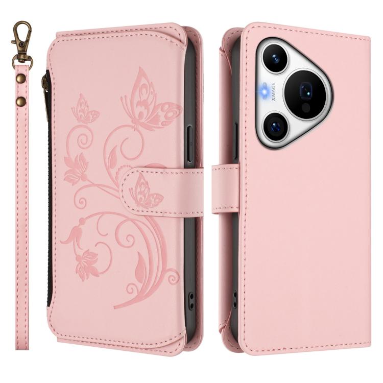 For Huawei Pura 70 Pro / 70 Pro+ Butterfly Love Flower Multi-card Zipper Wallet Leather Phone Case