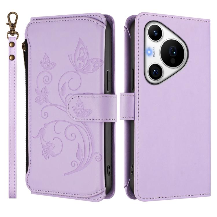 For Huawei Pura 70 Pro / 70 Pro+ Butterfly Love Flower Multi-card Zipper Wallet Leather Phone Case