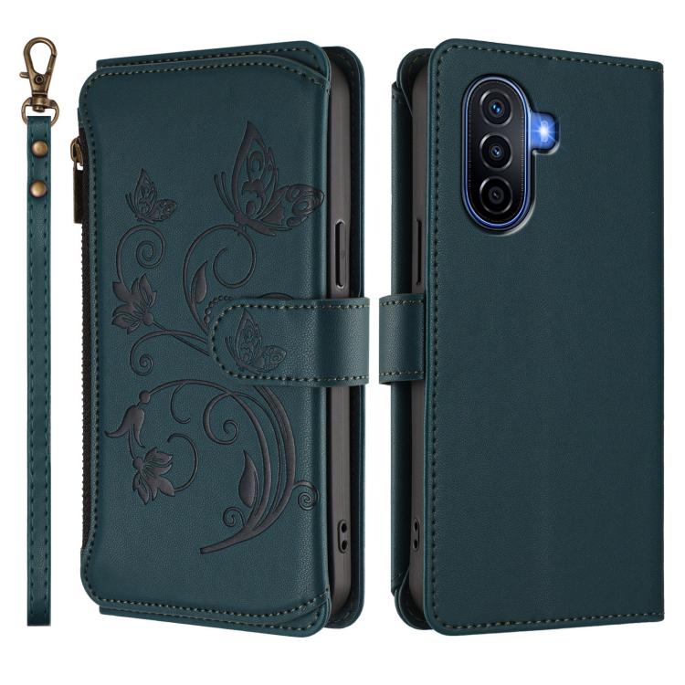 For Huawei Enjoy 50 / nova Y70 Butterfly Love Flower Multi-card Zipper Wallet Leather Phone Case