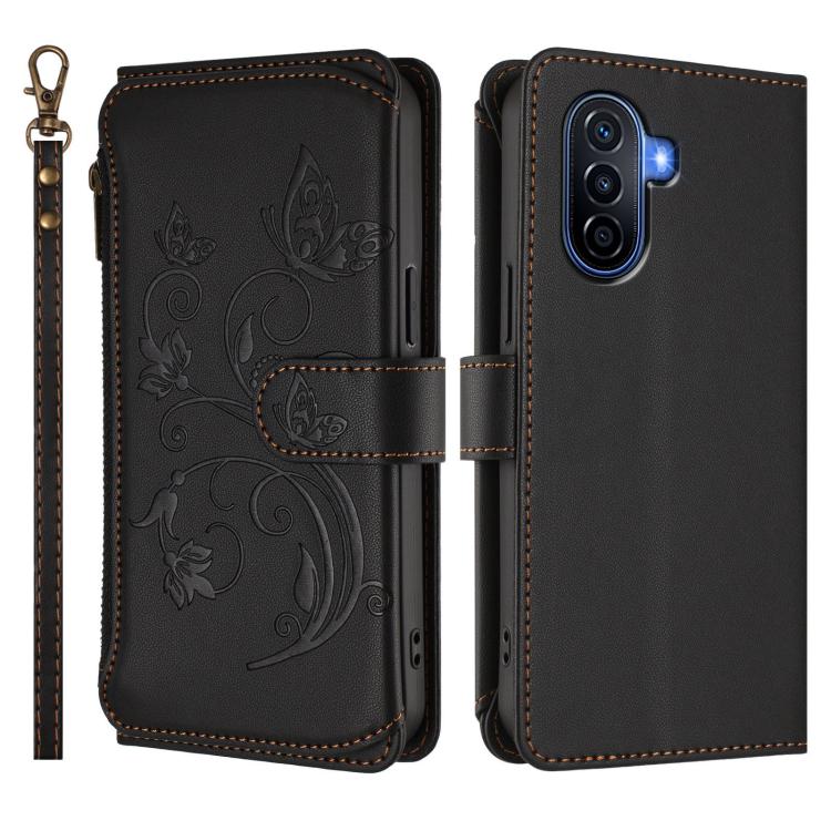 For Huawei Enjoy 50 / nova Y70 Butterfly Love Flower Multi-card Zipper Wallet Leather Phone Case