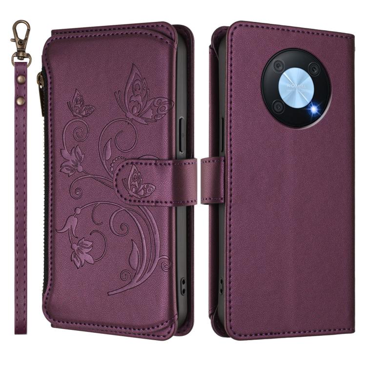 For Huawei Enjoy 50 Pro 4G / nova Y90 Butterfly Love Flower Multi-card Zipper Wallet Leather Phone Case