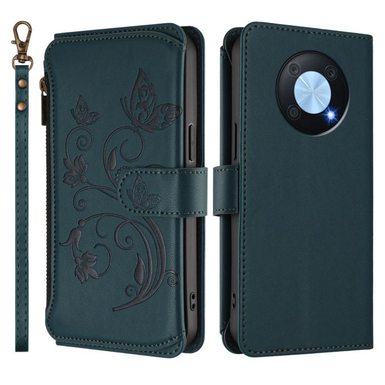 For Huawei Enjoy 50 Pro 4G / nova Y90 Butterfly Love Flower Multi-card Zipper Wallet Leather Phone Case