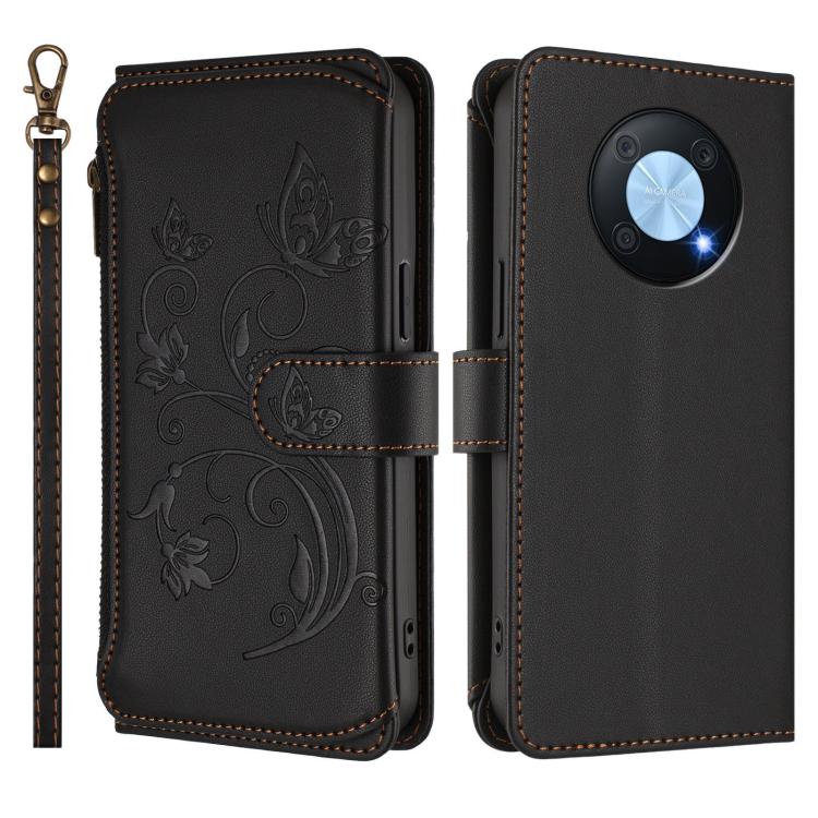 For Huawei Enjoy 50 Pro 4G / nova Y90 Butterfly Love Flower Multi-card Zipper Wallet Leather Phone Case