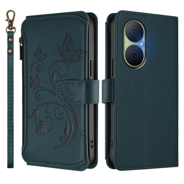 For Huawei Enjoy 80 5G Butterfly Love Flower Multi-card Zipper Wallet Leather Phone Case