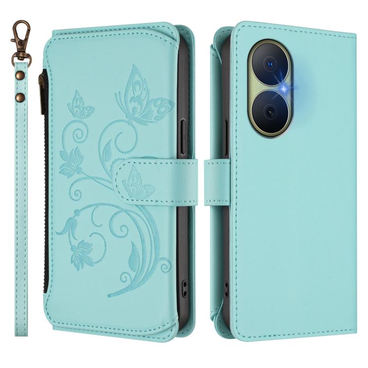 For Huawei Enjoy 80 5G Butterfly Love Flower Multi-card Zipper Wallet Leather Phone Case