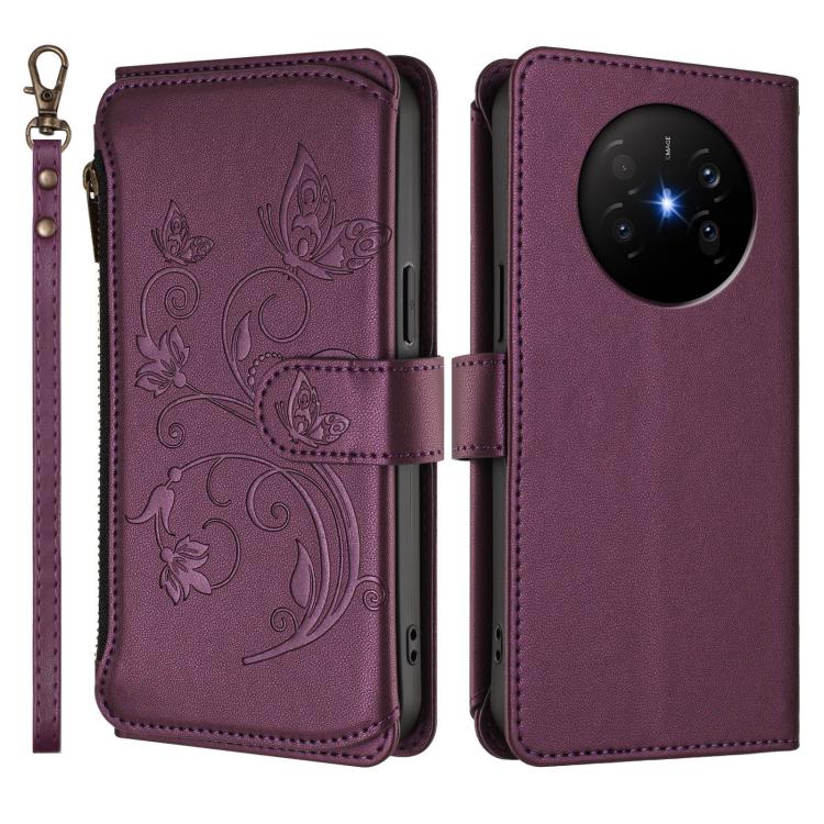 For Huawei Mate 70 Air 5G Butterfly Love Flower Multi-card Zipper Wallet Leather Phone Case