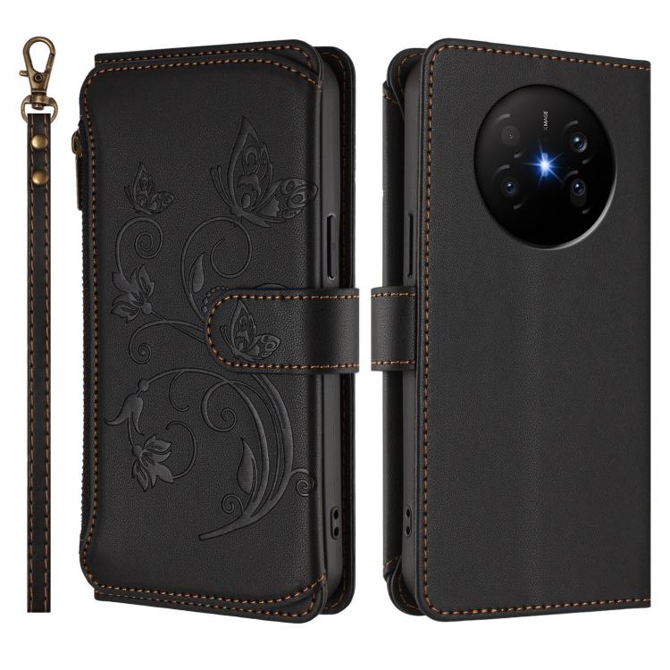 For Huawei Mate 70 Air 5G Butterfly Love Flower Multi-card Zipper Wallet Leather Phone Case
