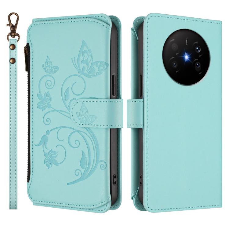 For Huawei Mate 70 Air 5G Butterfly Love Flower Multi-card Zipper Wallet Leather Phone Case