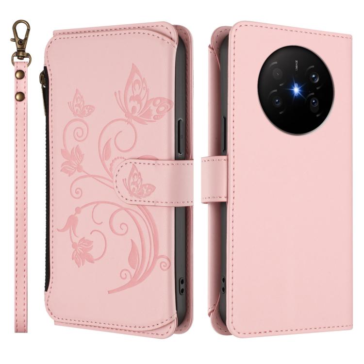 For Huawei Mate 70 Air 5G Butterfly Love Flower Multi-card Zipper Wallet Leather Phone Case