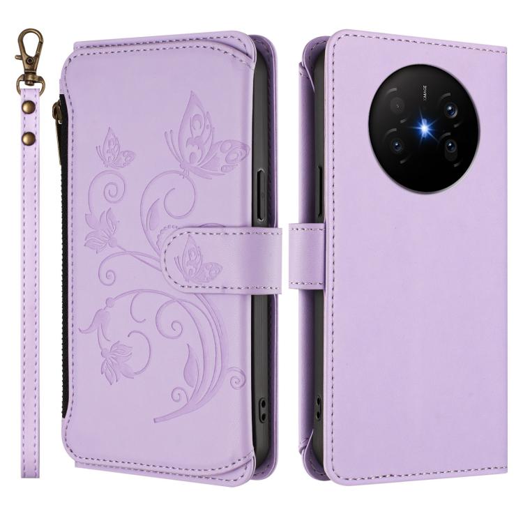 For Huawei Mate 70 Air 5G Butterfly Love Flower Multi-card Zipper Wallet Leather Phone Case